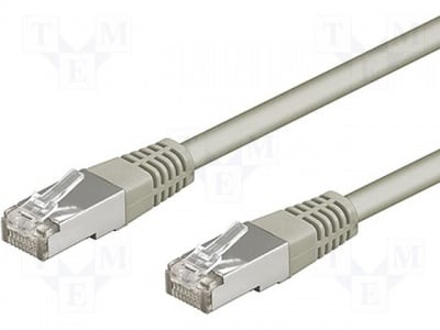 Кабел SF/UTP5-CCA-030GY Пач корда; SF/UTP; 5e; свързване 1:1; многожичен; CCA; PVC; сив; 3m